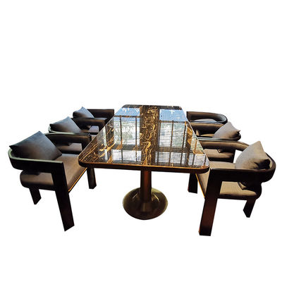 大理石のレストランのテラスの家具、長方形の正方形の大理石の上のダイニング テーブル