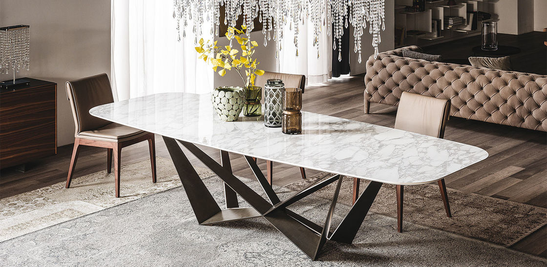 北欧様式の顧客用家具の大理石のダイニング テーブルの現代長方形